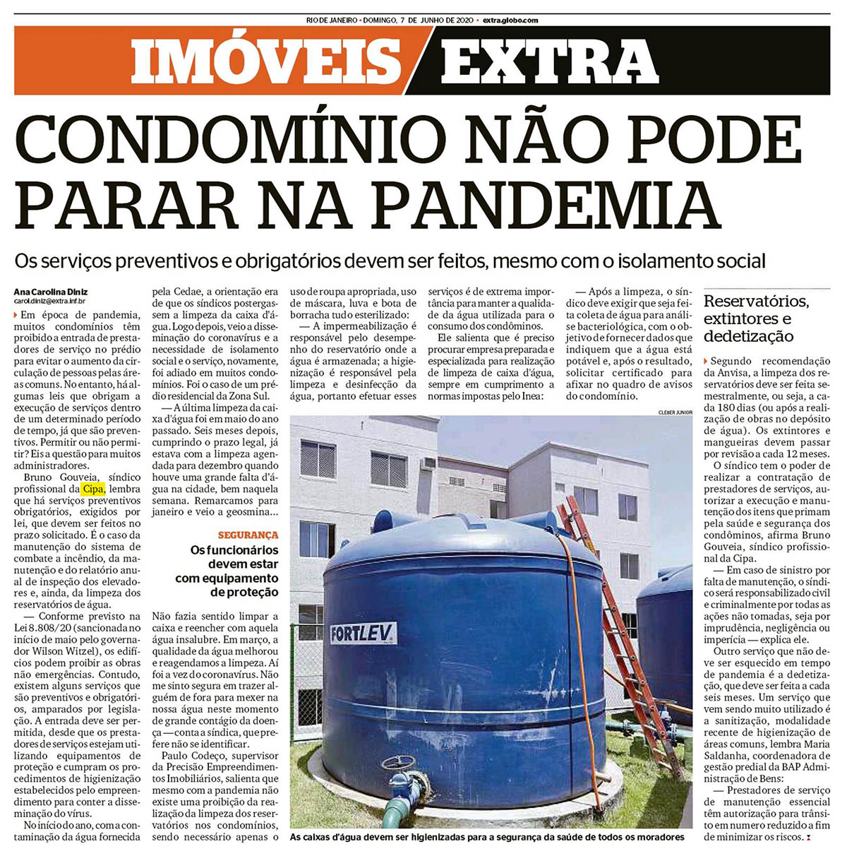 EXTRA: CONDOMÍNIO NÃO PODE PARAR NA PANDEMIA